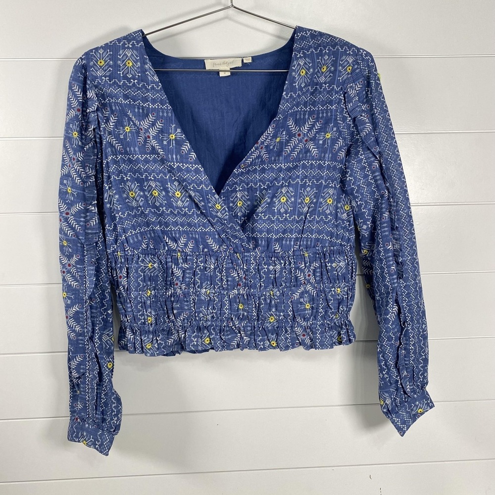 Forever That Girl Blouse Womens Medium Anthropologie Embroidered LongSleeve Boho